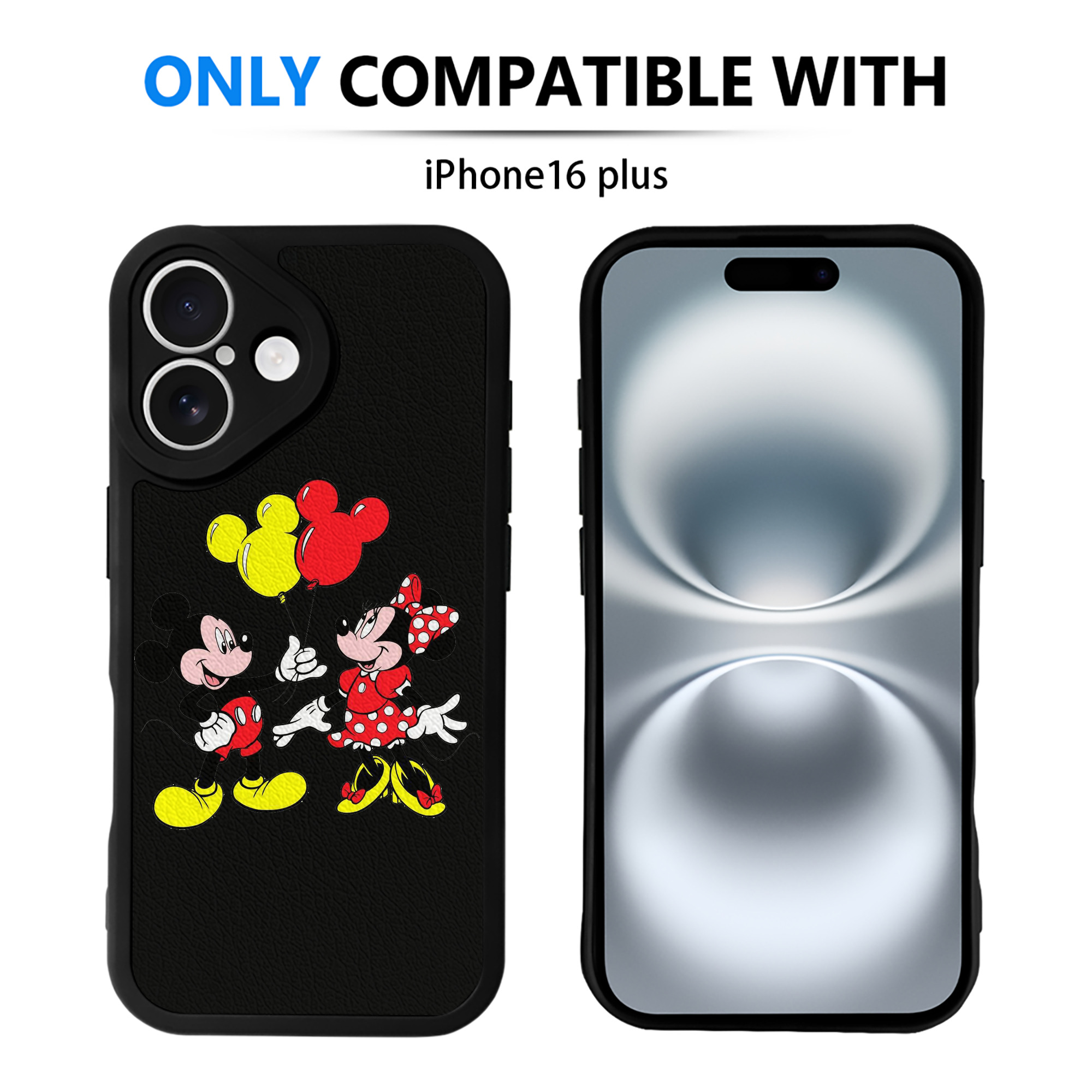（画像用） ミッキーマウス Mickey Mouse 【iPhone 16シリーズ対応】シリコンスマホケース（レザー調） 材質：シリコン